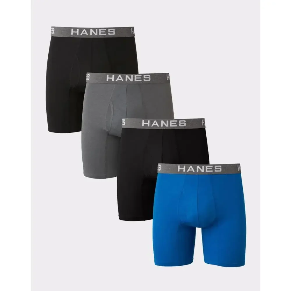Hanes Ultimate Underwear Mens M Multi Comfort Flex Fit Boxer Brief 4-Pack GBO737